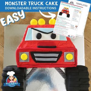 Products: Monster Truck Cake Printable Template Easy Decorating Tutorial
