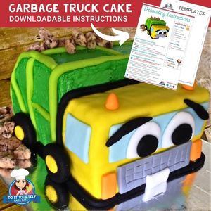Products: Garbage Truck Cake Printable Template Easy Decorating Tutorial