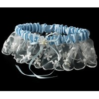 Blue Sheer Embroidered Garter