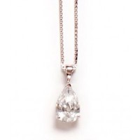 Teardrop Cubic Zirconia Sterling Silver Pendant