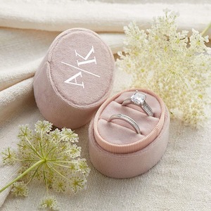 Bridal Jewellery: Personalised Velvet Oval Wedding Ring Box