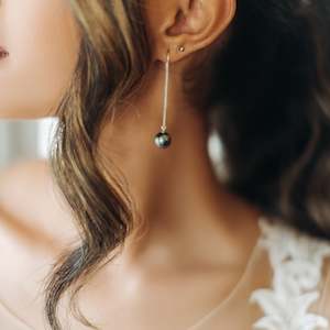 Bridal Jewellery: Tahitian Black Pearl Drop Earrings