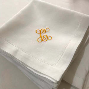 Custom Monogram Embroidered Dinner Cloth Napkin
