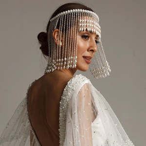 Bridal Gowns: Beaded Tassel Bridal Headpiece