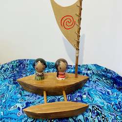 Character Pegs: Moana and Maui pegs with Waka