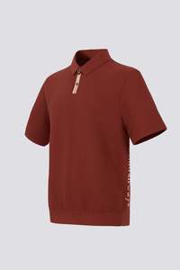 Polos: WAFFLE KNIT POLO - CLAY RED