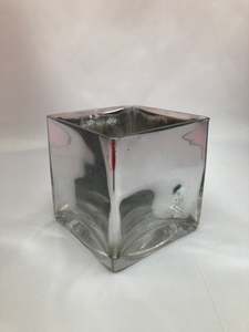 Silver glass cube vase small