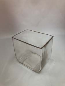 Glassware: Clear glass rectangular vase