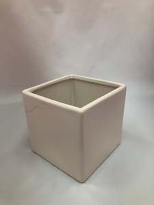 White ceramic cube vase large