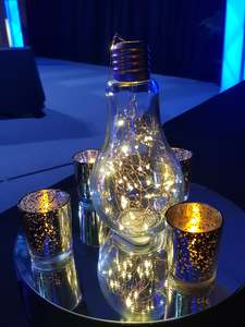 Glassware: Glass lightbulb Vase w fairy lights
