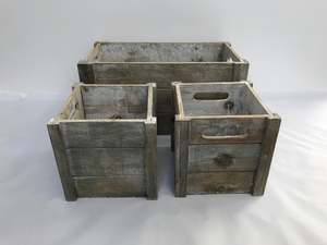 Vintage grey crates - set of 3