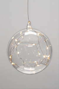 Glass hanging fairy light sphere