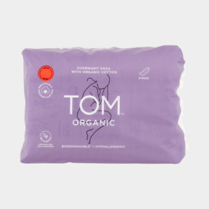 Feminine Care: TOM Organic - Organic Cotton Pads - Overnight (8 Pack)