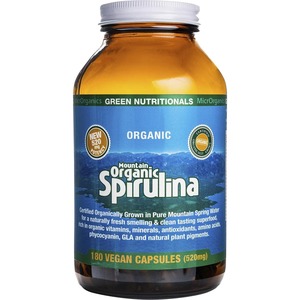 Drinks Greens Powders: Green Nutritionals - Mountain Organic Spirulina Capsules - 180 Capsules (520g)