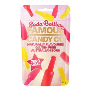 Snacks And Pantry Lollies: Famous Candy Co - Sugar Free Soda Bottles (180g)