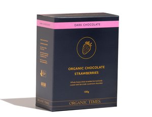 Snacks And Pantry Chocolate: Organic Times - Dark Chocolate Strawberries - 100g