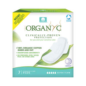 Personal And Sexual Health Pads And Liners: Organyc - Organic Cotton Pads - Super Flow EXTRA Night (7 pack)