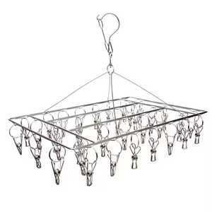 Xmas 2020: Bare & Co. - FULL 316 Grade Stainless Steel Peg Hanger - Square Design - Silver (34 pegs)