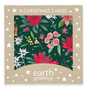 Earth Greetings - Christmas Card Pack - Festive Florals (8 Pack)