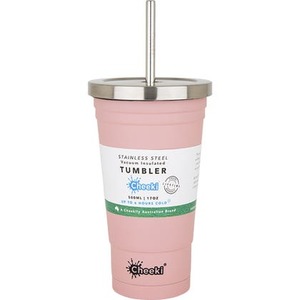 Cheeki - Insulated Stainless Steel Tumbler with Straw - Pink (500ml)