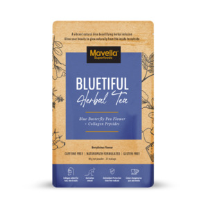 Drinks Tea And Hot Chocolate: Mavella Superfoods - Bluetiful Herbal Tea with Blue Butterfly Pea Flower + Collagen Peptides- 25 Tea Bags