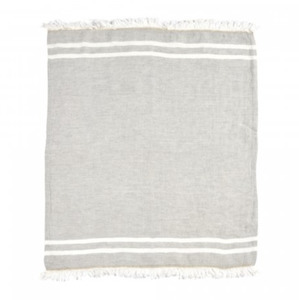 Libeco: Belgian Linen Libeco Gray Stripe Guest Towel 55x65cm