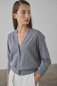 Laing: Laing Merino V-Neck Cardigan Grey Marle