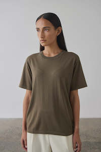 Laing Oversized Silk/Cotton T-Shirt Khaki