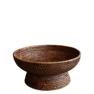 Rattan: Rattan Dark Brown Round Fruit Bowl D36