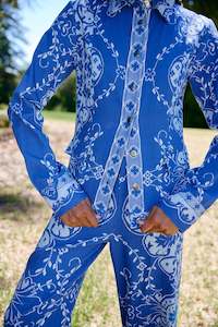 Aston Studio: Aston Lela Shirt Jacket Royal Antique Size 12