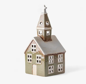 Candles: Tealight Church Olive Green