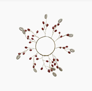 Linen: Red Beaded Napkin Ring Set of 4