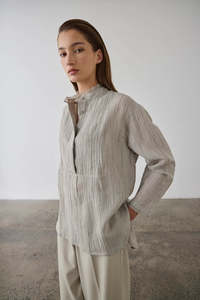 Linen: Laing Relaxed Linen Shirt - Stone