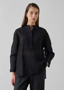 Linen: Laing Relaxed Linen Shirt - Black