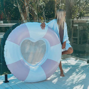 New: Luxe Pool Ring - Pink Stripe