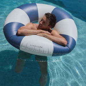 Tube Pool Ring - Navy Stripe