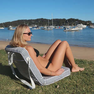 New: Take Anywhere Folding Chair - Navy Stripe