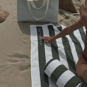 Beach Pillow - Olive Stripe