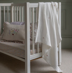 Avery Row Embroidered Muslin Blanket Anemone