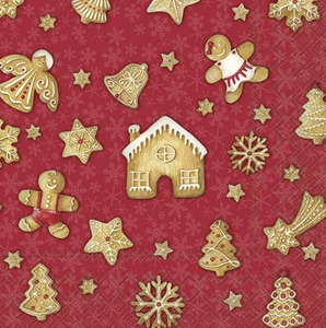 Ihr Paper Napkins: IHR Luncheon Santas Fav Cookies Red