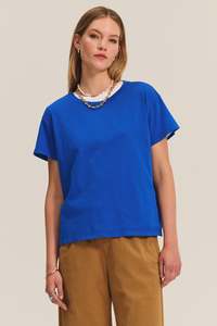 Gifts Under 200: Tia Cotton Tee Island Blue by Velvet