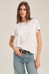 Clothing: Tia Cotton Tee White by Velvet
