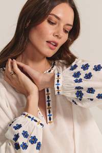 Clothing: Amani Embroidered Blouse Cream by Velvet