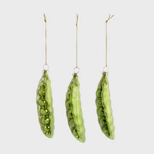 Christmas: Sugared Peas in a Pod Decorations - Set of 3