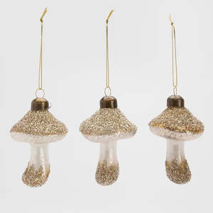 Champagne Glitter Mushrooms Set of 3