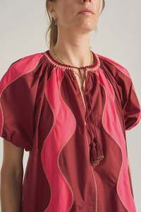 Ilio Nema Lybia Red & Pink Wave Patchwork Poplin Shirt