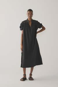 Fomina Kaya Dress - Black Stripe Seersucker