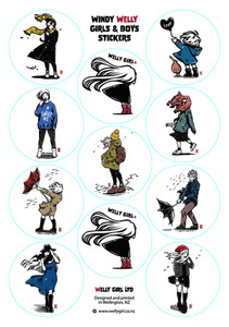 Products: Windy Welly Girls & Boys Assorted Round Sticker Sheet (A4) Welly Girl NZ