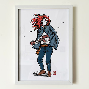 Products: Art Print Windy Welly Girl - Ukulele Welly Girl NZ