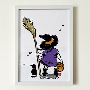 Art Print Windy Welly Witch Welly Girl NZ